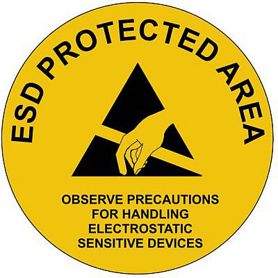 Earth Grounding Point Label 36mm Circular - Static Safe Environments