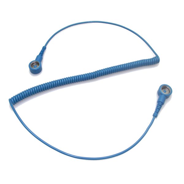 ESD Blue Coiled Grounding Lead With 10mm Studs Both Ends 1800mm