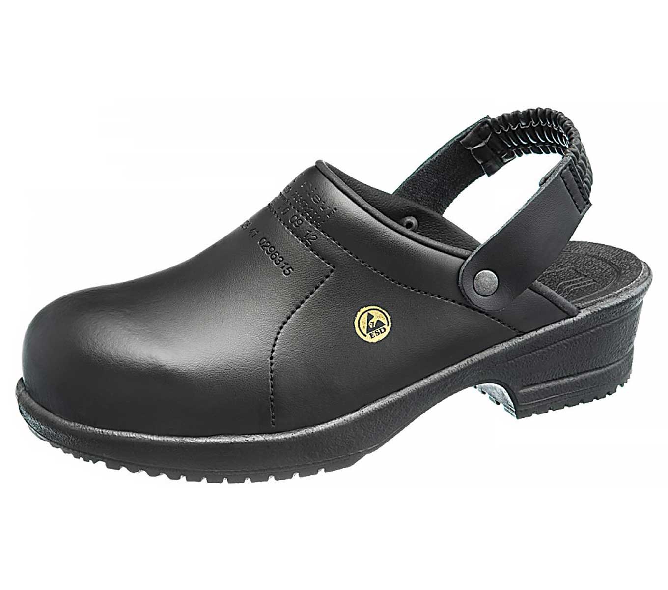 Sievi File Black PU Leather ESD Clogs - Static Safe Environments